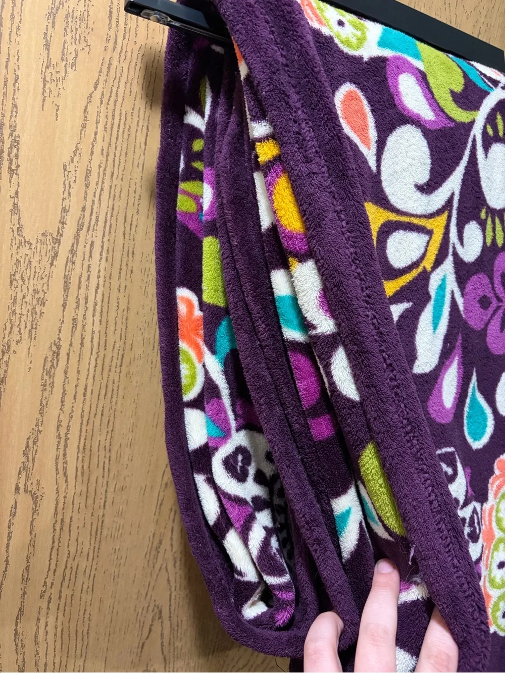 Vera Bradley Purple Floral Plush Throw Blanket Soft Cozy Fleece Home Decor